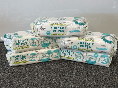 (5) Unopened Packs Of Juniper Clean Surface Wipes