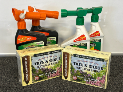 Spectracide Weed Stop, Sta-Green Weed and Feed, and Tree/ Shrub Fertilizer Spikes
