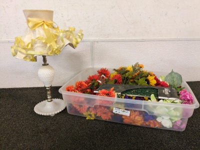 Fake Flowers and Lamp