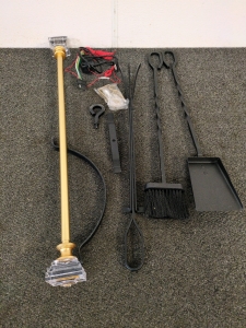 Fireplace Tools and Curtain Rod