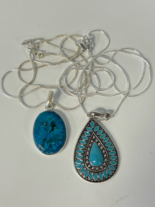 (2) Turquoise Necklaces On .925 Chain