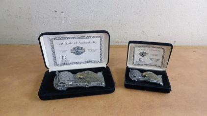 (2) Harley Davidson Limited Edition Collectible Belt Buckles
