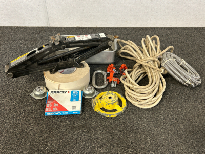Scissor Jack, Extension Cord, Roll Of Joint Tape, and More