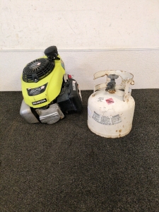 Ryobi 160cc Pressure Washer Engine and Small Empty Propane Tank