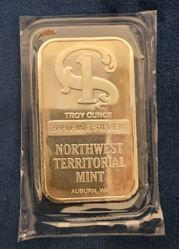 1 Troy Ounce .999 Fine Silver Northwest Territorial Mint Bar- Authenticated