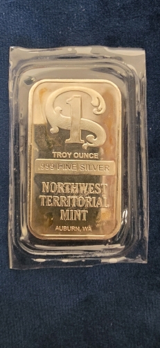 1 Troy Ounce .999 Fine Silver Northwest Territorial Mint Bar- Authenticated