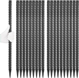 24 Inches Straight Rebar Stakes(20-Pack), 1/2" Diameter Steel Metal Stakes for Garden with Chisel Point End Heavy Duty Ground Anchors for Landscape