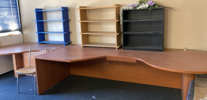 Lg. Desk, 3 Book Shelf & Chair