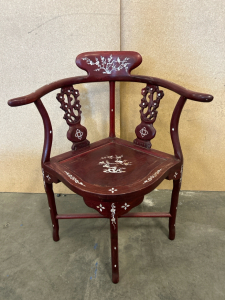 Beautiful Asian Red Wood Corner Chair