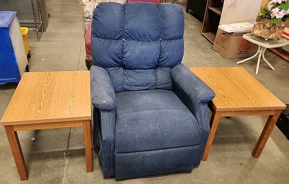 Blue Reclining Lift Chair... Two End Tables ..
