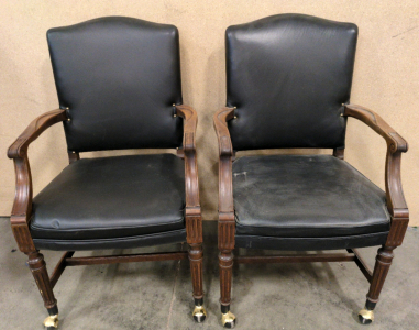 (2) Ornate Black Rolling Chairs