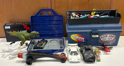 Toy Cars, Plastic Toolbox, Dinosaur and More