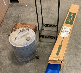 Metal Stand, Vintage Water Jug, Decorative Box