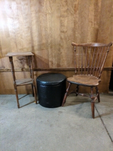 Chair, Desk, and Stool