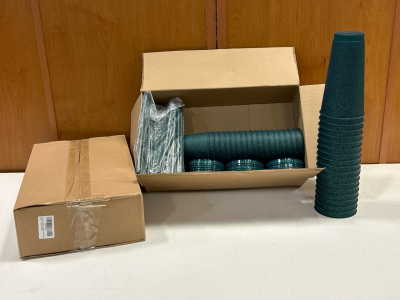 (2) Boxes Of Plastic Tumblers With Lids and Straws