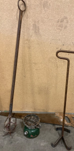 Fire Poker, Coleman Burner, & Handsaw