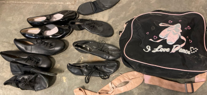 Assorted Dance Shoes, & Dance Bag
