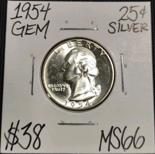 1954 MS66 Gem Silver Washington Quarter