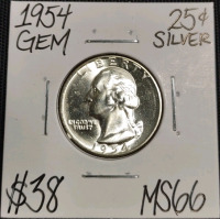 1954 MS66 Gem Silver Washington Quarter