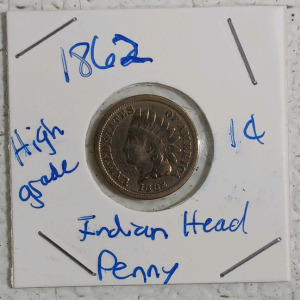 (1) 1862 Indian Head Cent - High Details!