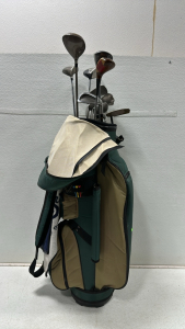 Full Golf Club Set In Brown/Green Prima Golf Bag (Titleist, Callaway, Pine Seeker, McHenry, and More