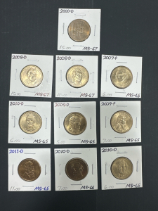 (10) U.S. Dollar Coin Collection in Gem Condition - Graded MS-65 to MS-67 (2001-2011)