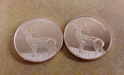 (2) 1 oz. Copper White Tail Deer Rounds