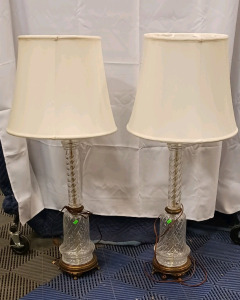 (2) F. Cooper Glass Table Lamps w/ Shades