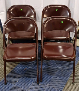 (4) Meco Folding Chairs - 33-05-001 Chestnut