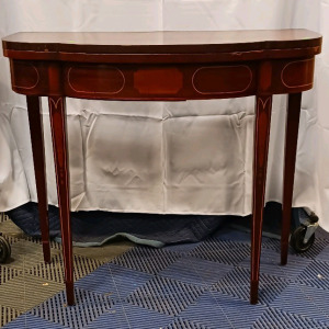 (1) Wooden Demilune Table - Approx. 35"x18"x30"