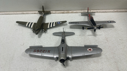 (1) Northrop “Wings of Texaco” Die-Cast Airplane, (1) Liberty Classics DC-3 Die-Cast Airplane, (1) Liberty Classics P-51 Mustang Limited Edition Die-Cast Airplane