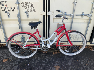 26” White + Red Schwinn Bike