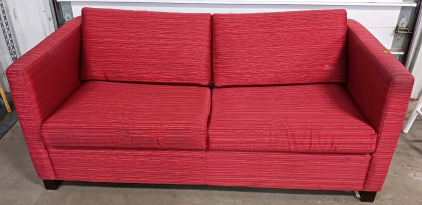 (1) Red Striped Sleeper Sofa w/ Mattress - 72"x35½"x30"