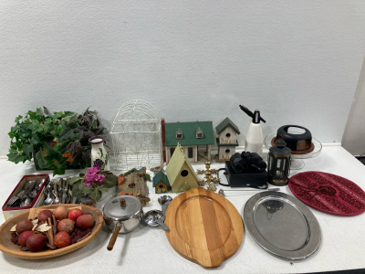 (5) Bird Houses, (2) Sets Of Silverware, Binoculars, Home Decor & More