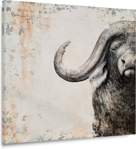39&rdquo; x 39&rdquo; Yihui Arts African Buffalo Canvas Wall Art