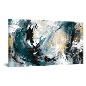 Abstract Canvas Picture Wall Art Blue Artwork Foil Landscape Painting Print 20"x36"