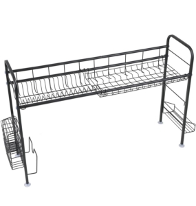 4pk Grey Wicker Storage Bins 11", Grey 2 Tier Steel Dish Rack and Grey Bamboo X Frame Laundry Basket 13x19x22