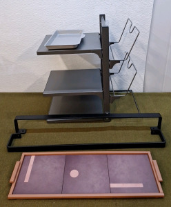(1) 3-Tier Cabinet Storage Rack, 9"W x 15"D x 17.5"H, (2) 24" Carbon Steel Towel Bars & (1) Serving Tray 18"L x 6"W