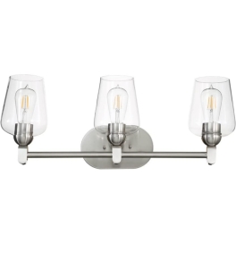 Euron Modern Style 3 Light Vanity Mirror Light Fixture Nickel Clear Glass (r6)