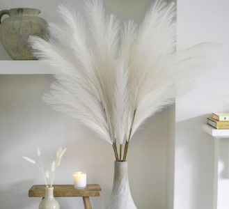 (3) Boxes of 37&rdquo; White Faux Pampas Grass Decor