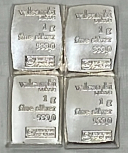 (4) 1 Gram 999.9 Fine Silver Bars
