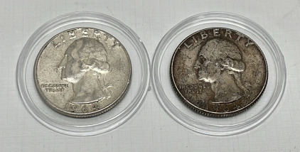 (2) 1964 Washington Silver Quarters (Verified)