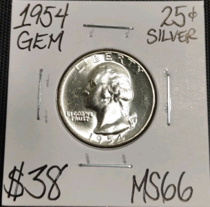 1954 MS66 Gem Silver Washington Quarter