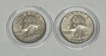 (2) 1964 Washington Silver Quarters (Verified)