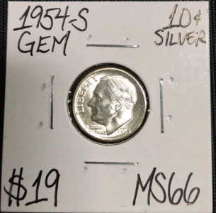 1954-S MS66 Gem Silver Roosevelt Dime