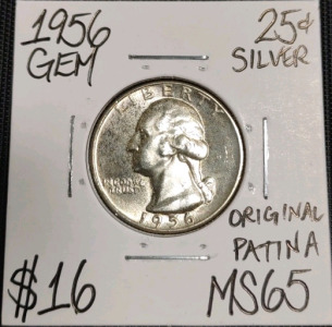 1956 MS65 Gem Silver Washington Quarter