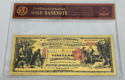$5 99.9% Pure 24k Gold Banknote W/ COA