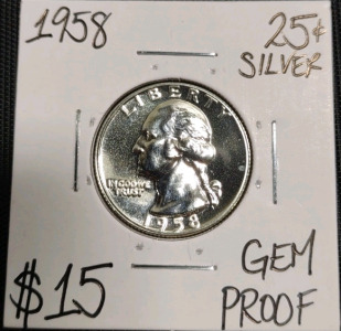 1958 Gem Proof Silver Washington Quarter