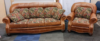 (2) Clayton Marcus Leather Sofa & Chair Set - Super Nice!!!!