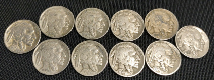 (10) Assorted Dates Buffalo Head Nickels 1927-1936
